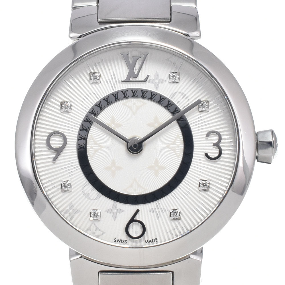 LOUIS VUITTON Tambour Slim PM Monogram Q12MG 8P diamond Silver Dial Quartz Ladies
 Watch H#147299