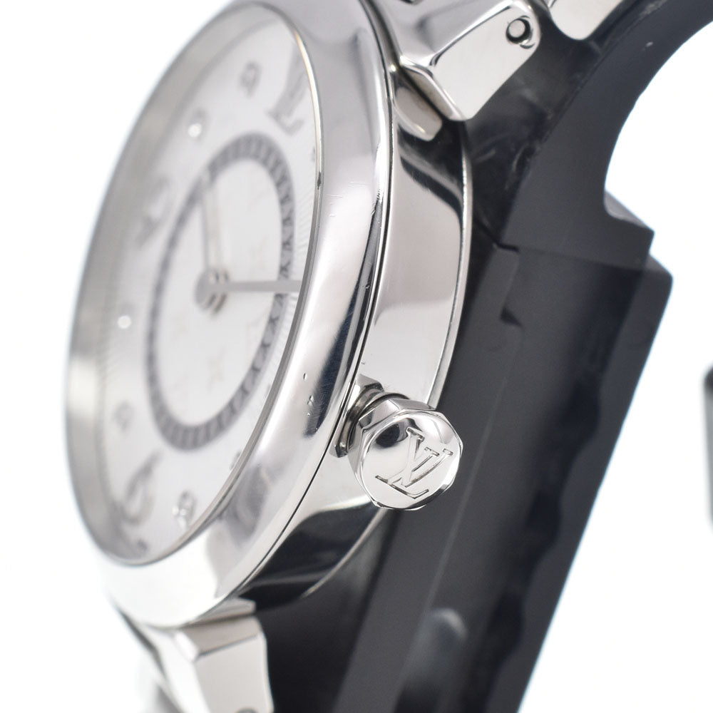 LOUIS VUITTON Tambour Slim PM Monogram Q12MG 8P diamond Silver Dial Quartz Ladies
 Watch H#147299