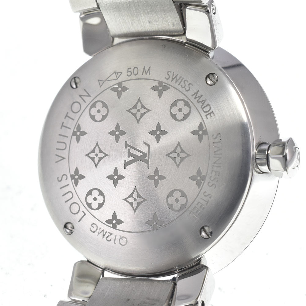 LOUIS VUITTON Tambour Slim PM Monogram Q12MG 8P diamond Silver Dial Quartz Ladies
 Watch H#147299