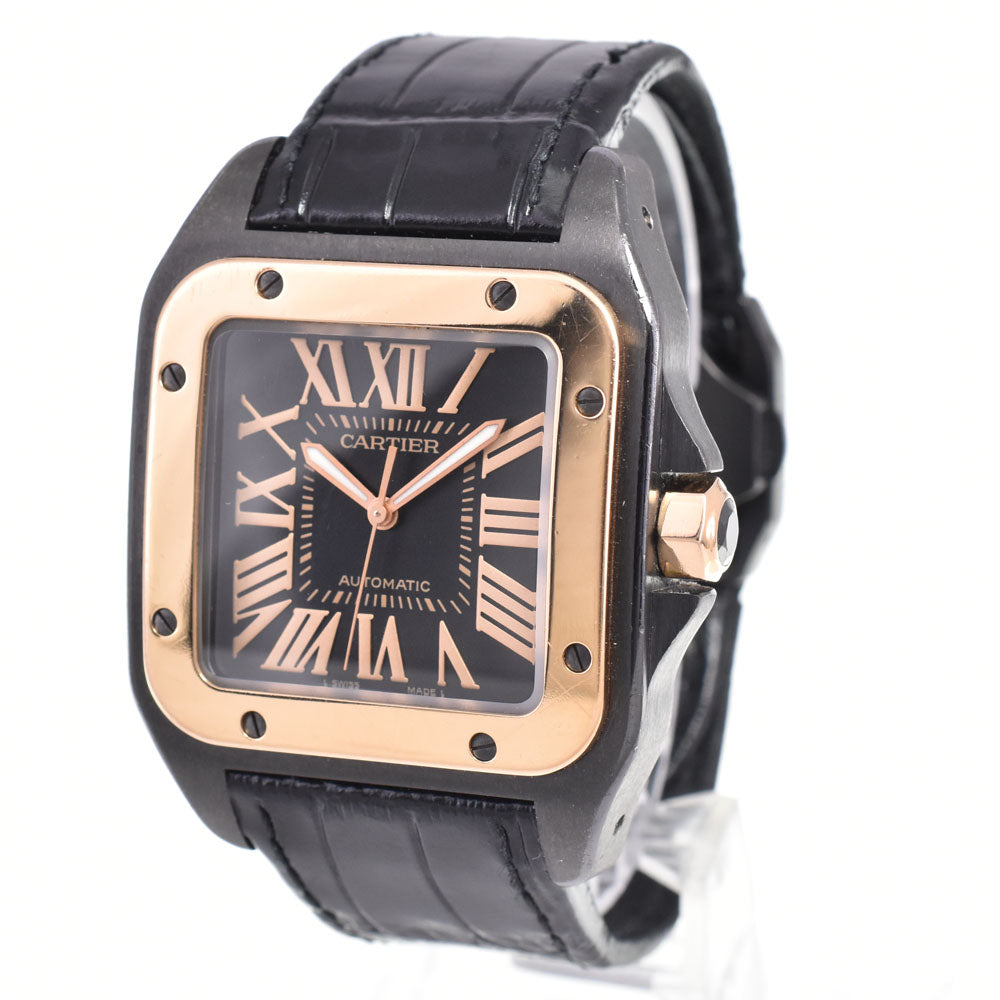 with paper CARTIER Santos 100 W2020009 black Dial Automatic Unisex
 Watch D#147302
