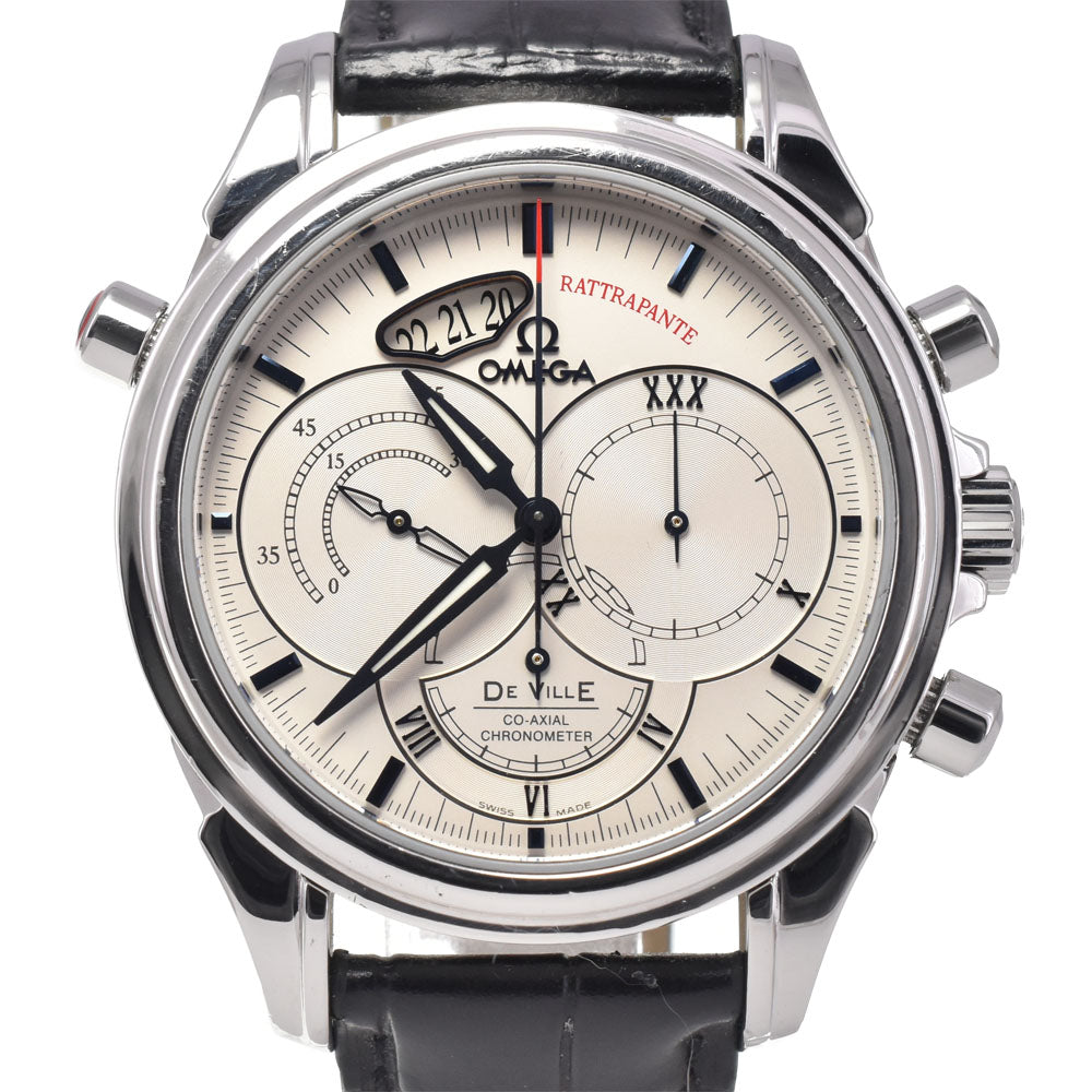 with paper OMEGA De Ville Co-Axial Rattrapante 4847.30.31 Chronograph see-through back white Dial Automatic Men's
 Watch H#147315