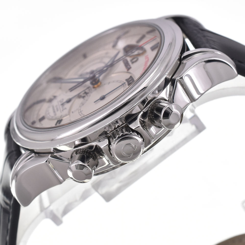 with paper OMEGA De Ville Co-Axial Rattrapante 4847.30.31 Chronograph see-through back white Dial Automatic Men's
 Watch H#147315
