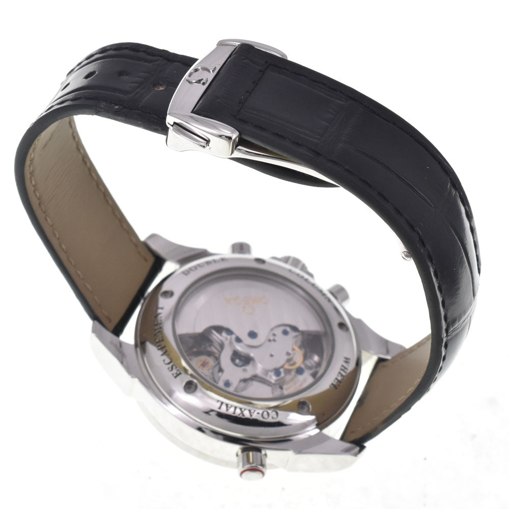 with paper OMEGA De Ville Co-Axial Rattrapante 4847.30.31 Chronograph see-through back white Dial Automatic Men's
 Watch H#147315