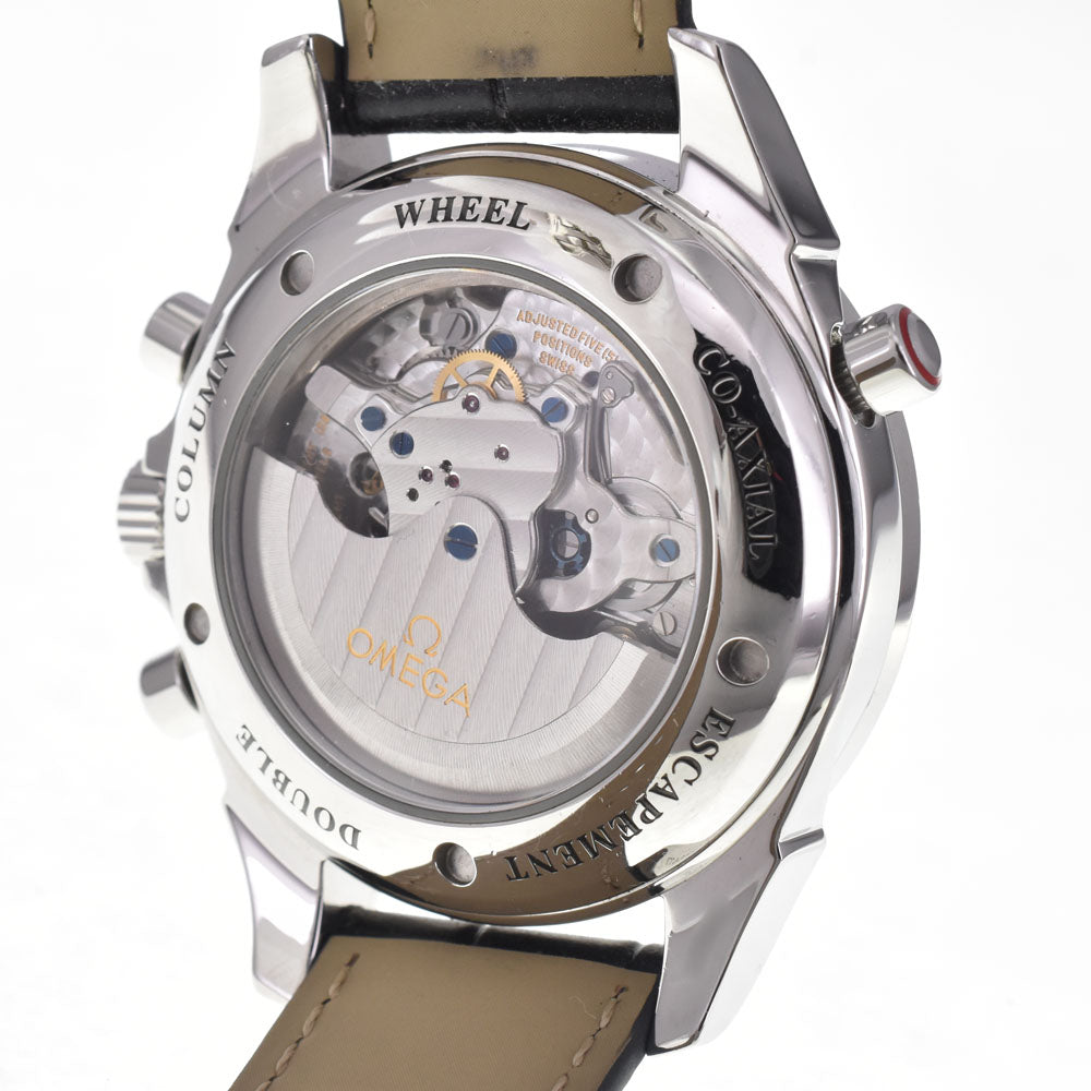 with paper OMEGA De Ville Co-Axial Rattrapante 4847.30.31 Chronograph see-through back white Dial Automatic Men's
 Watch H#147315