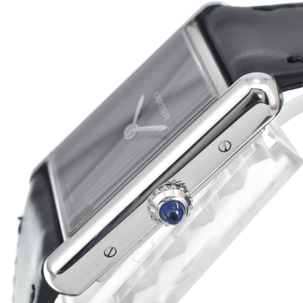 with paper CARTIER Tank Must LM WSTA0072 Stainless Steel leather black Dial Quartz Unisex
 Watch D#147326