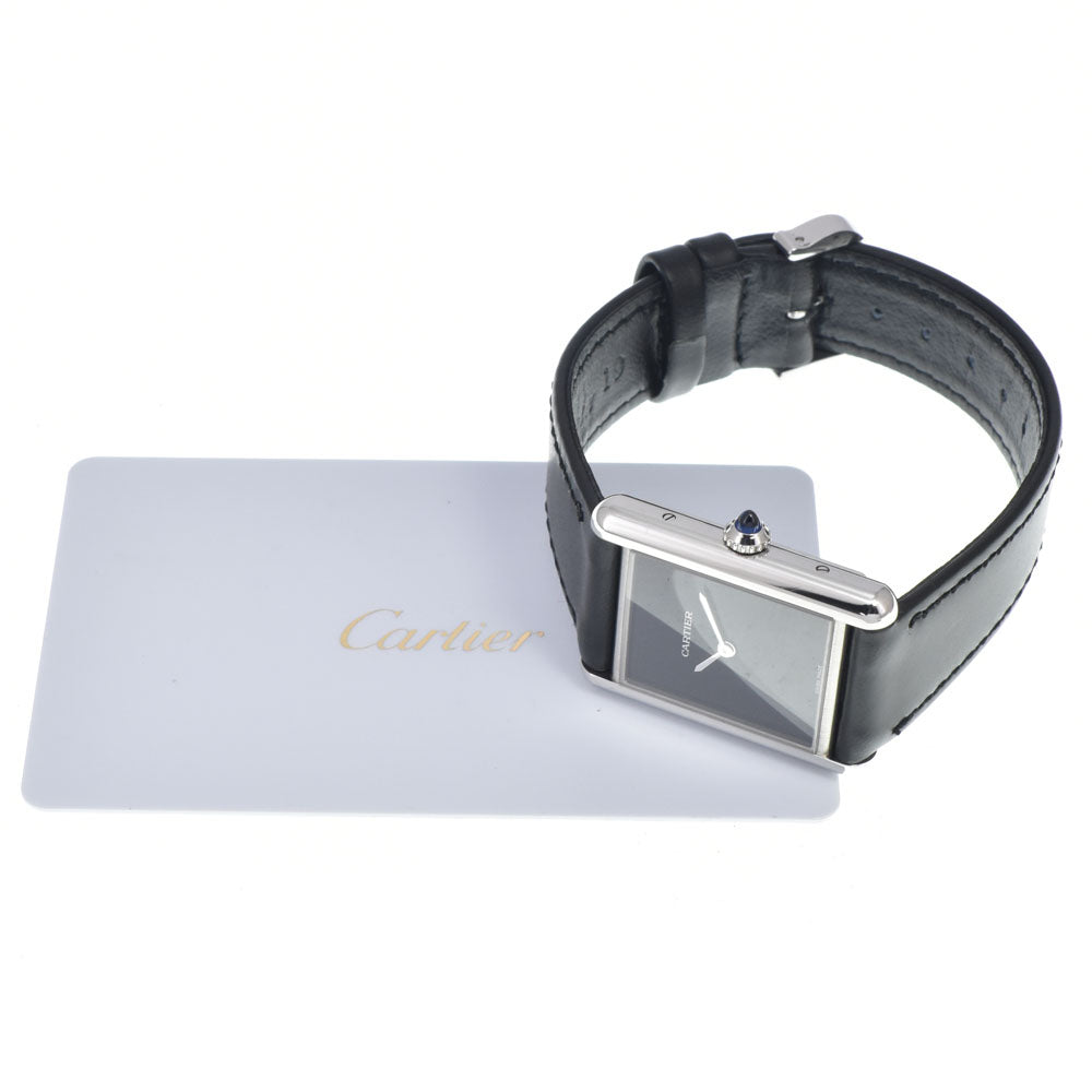 with paper CARTIER Tank Must LM WSTA0072 Stainless Steel leather black Dial Quartz Unisex
 Watch D#147326