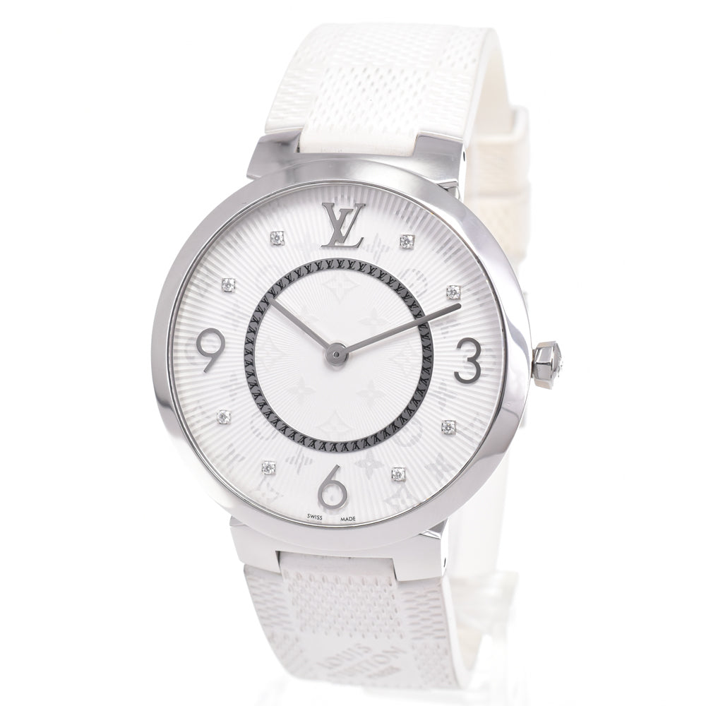 with paper LOUIS VUITTON Tanbur slim Q1E01 8P diamond white Dial Quartz Men's
 Watch E#147330