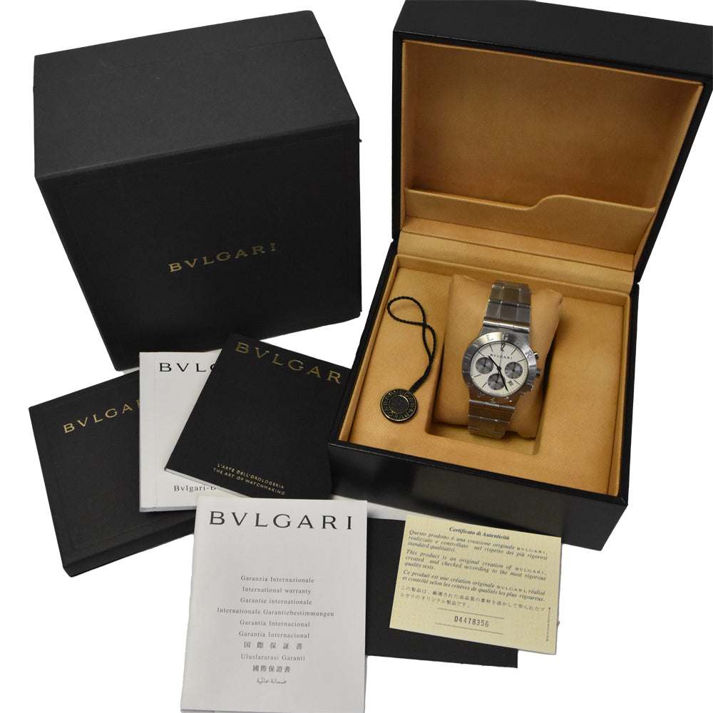 with paper BVLGARI Diagono Sports CH35S Chronograph white Dial Quartz Men's
 Watch D#147346