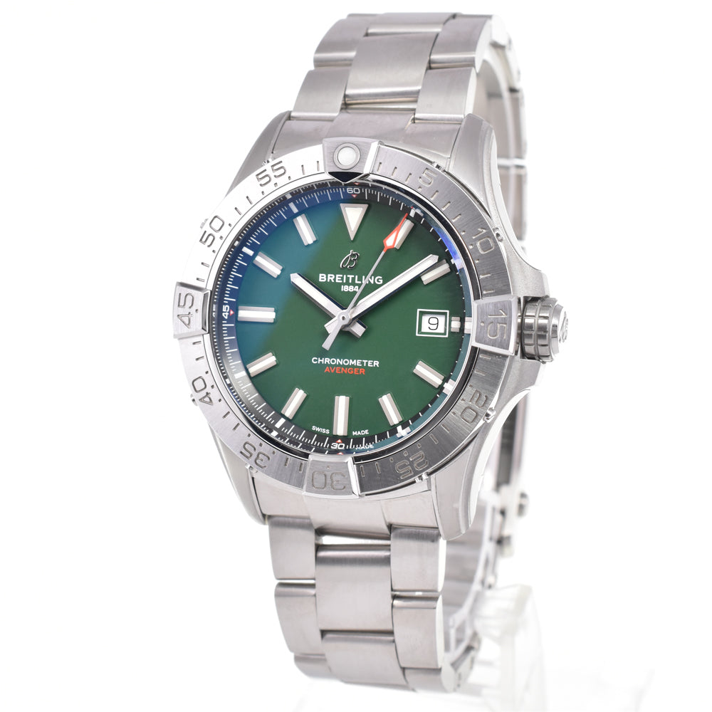 with paper BREITLING Avenger A17328 Date green Dial Automatic Men's
 Watch D#147354