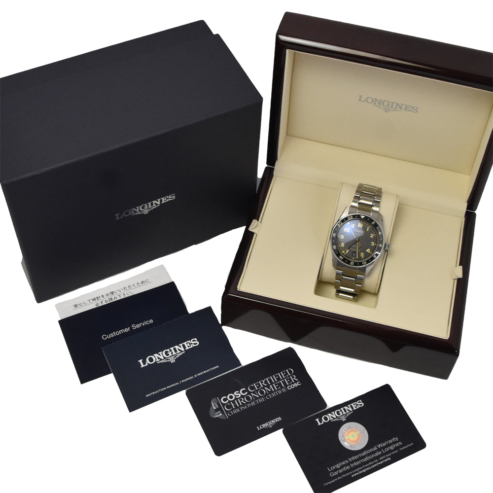 with paper LONGINES spirit zulu time L3.802.4.63.6 black Dial Automatic Men's
 Watch D#147363