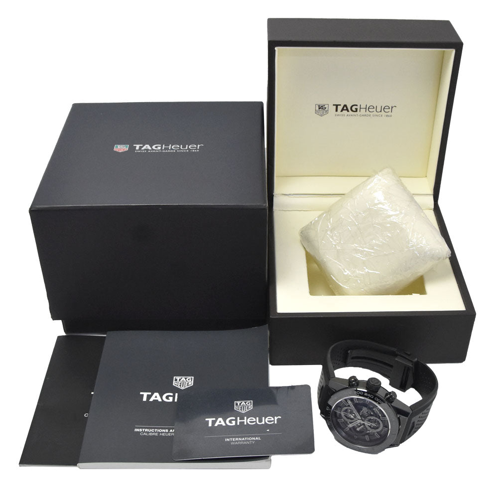 with paper TAG HEUER Carrera CAR2A90 Caliber Heuer 01 Black (Skeleton) Dial Automatic Men's
 Watch B#147372