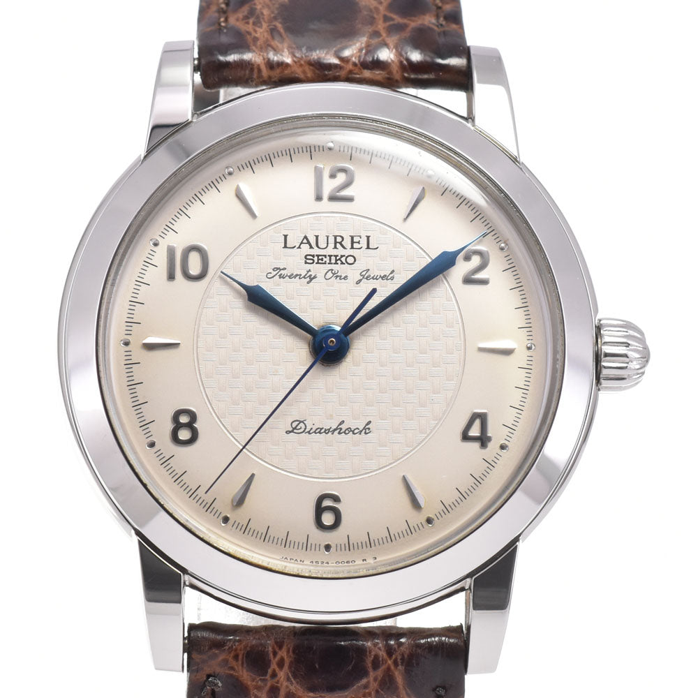 with paper SEIKO Laurel 4S24-0060 see-through back Silver Dial Hand Winding Men's
 Watch G#147377