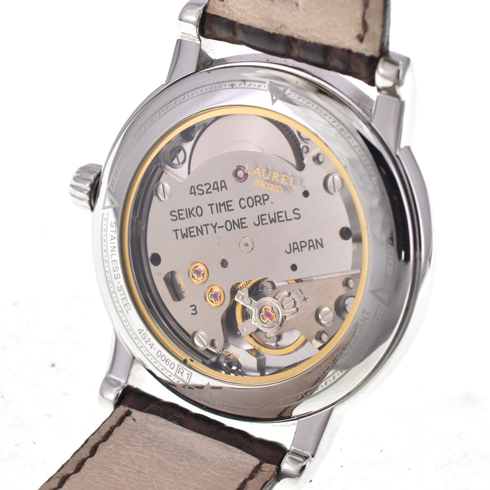 with paper SEIKO Laurel 4S24-0060 see-through back Silver Dial Hand Winding Men's
 Watch G#147377