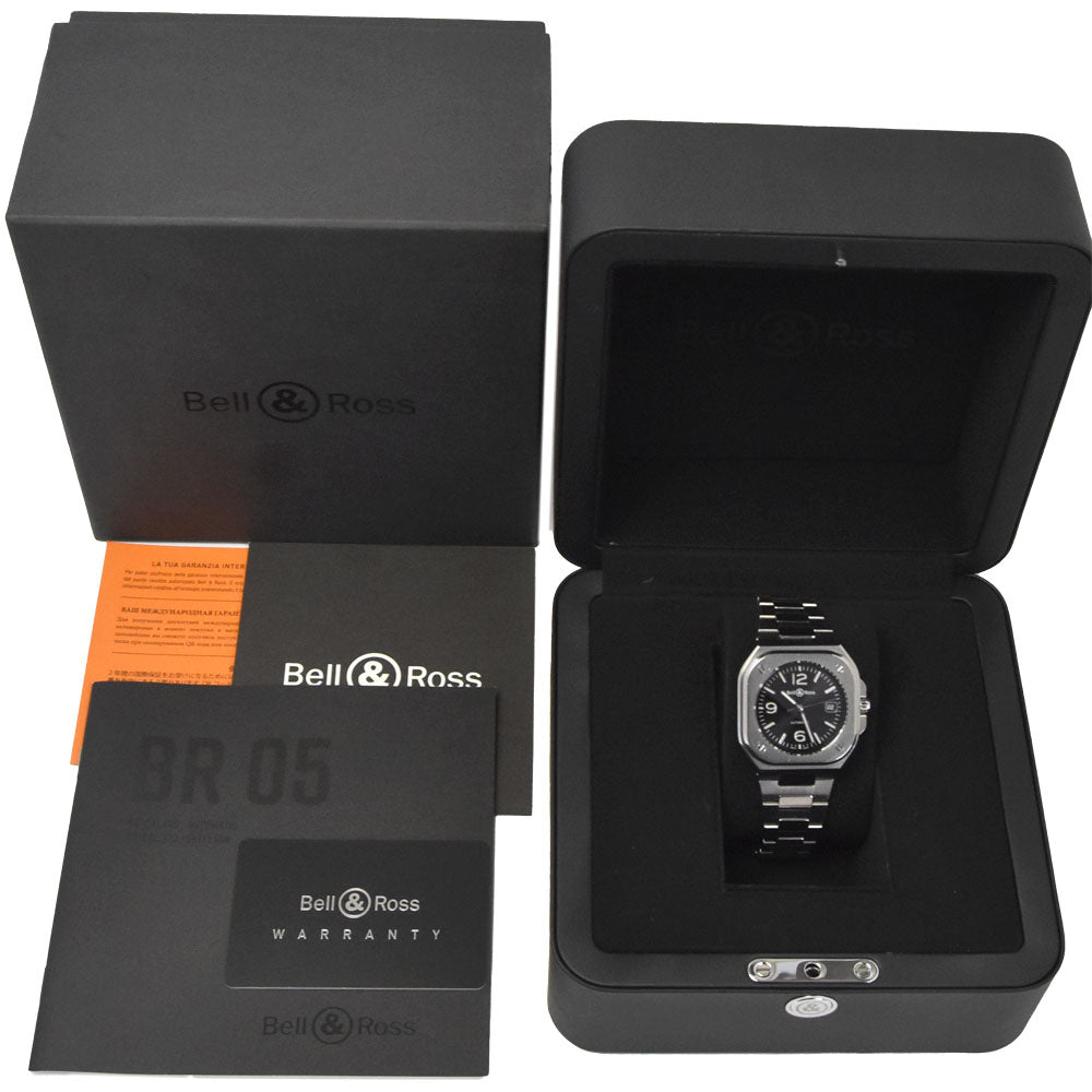 with paper Bell＆Ross BR05 Black Steel BR05A-BL-ST/SST Date black Dial Automatic Men's
 Watch H#147379