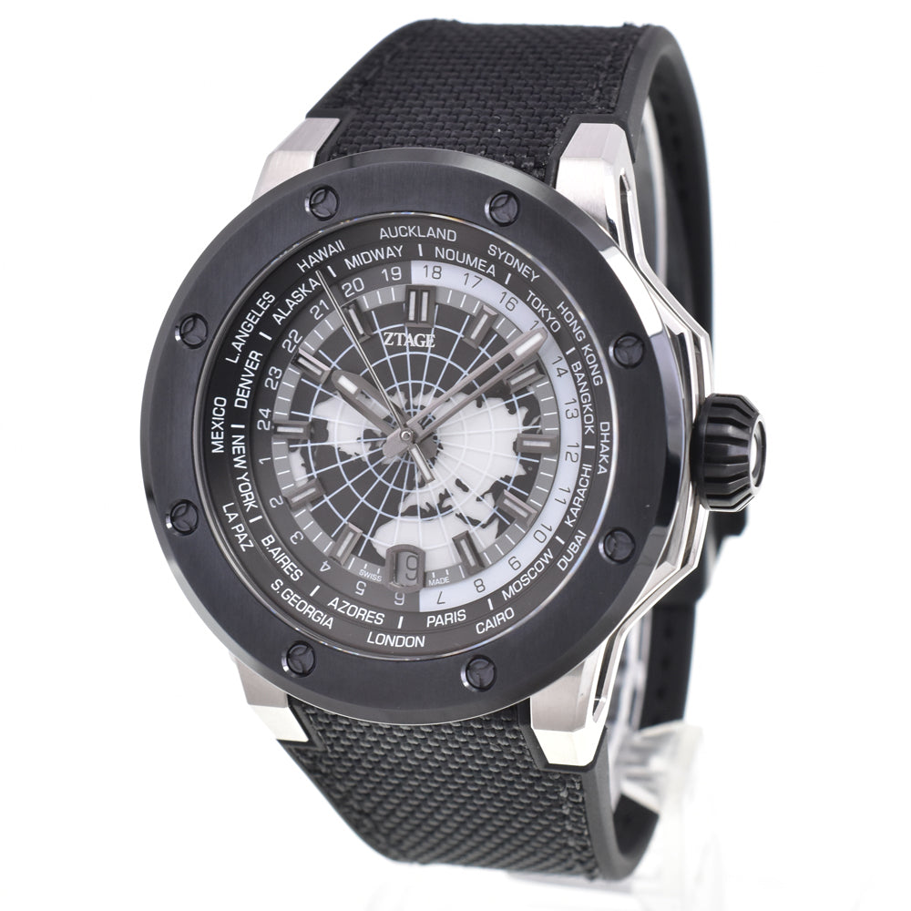 with paper ZTAGE hybrid 220211 Earth Hour Worldtimer - Limited Edition of 200 Pieces Worldwide black Dial Automatic Men's
 Watch D#147384