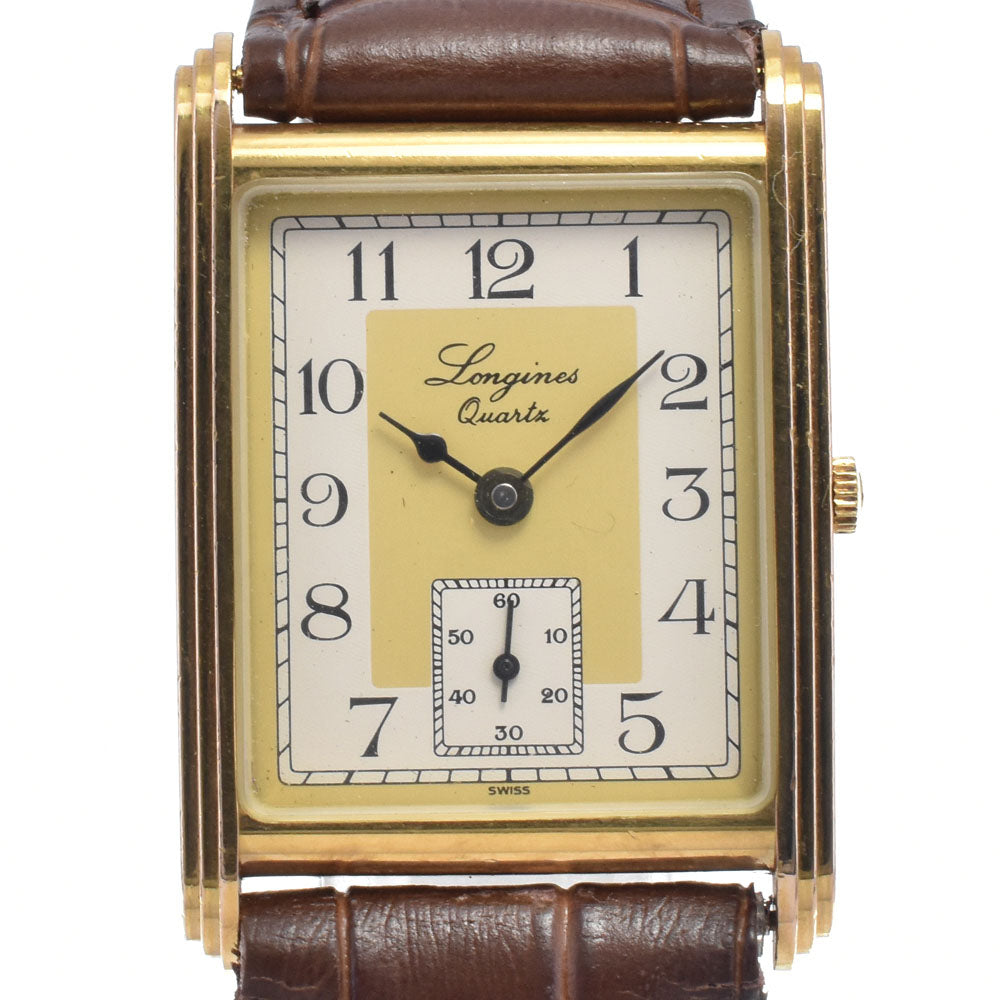LONGINES 150th anniversary model Gold Plated / Leather Silver / Gold Dial Quartz Ladies
 Watch L#147396