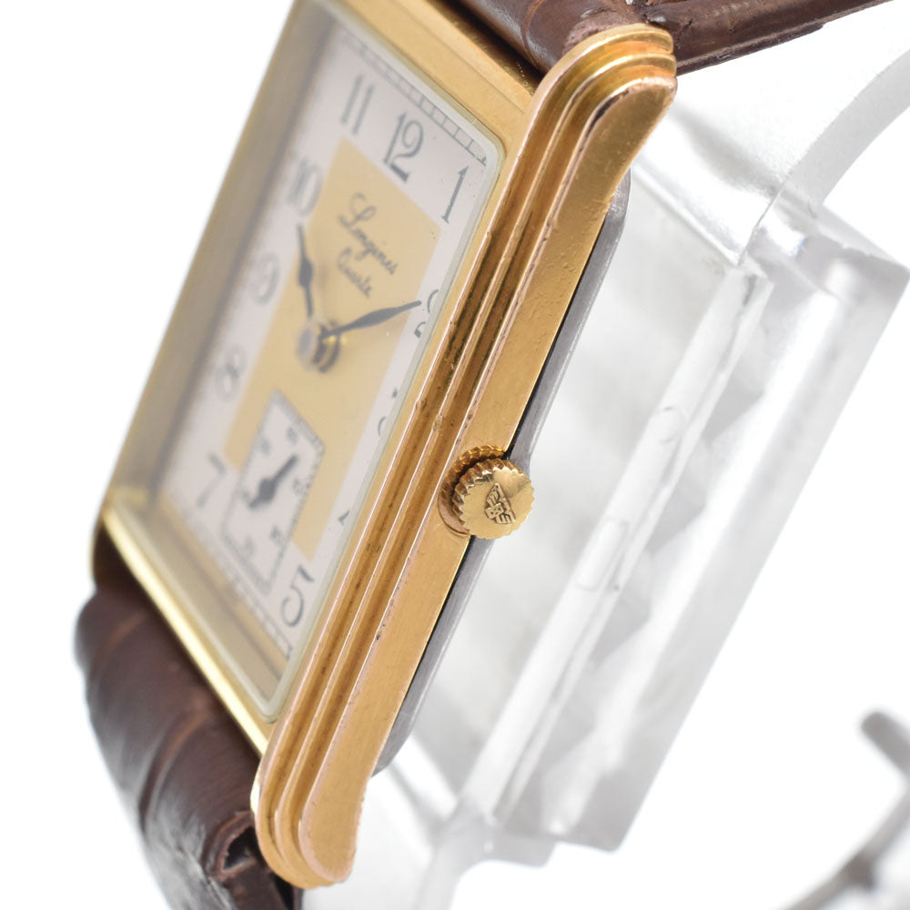 LONGINES 150th anniversary model Gold Plated / Leather Silver / Gold Dial Quartz Ladies
 Watch L#147396