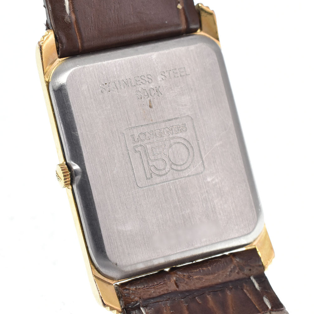 LONGINES 150th anniversary model Gold Plated / Leather Silver / Gold Dial Quartz Ladies
 Watch L#147396