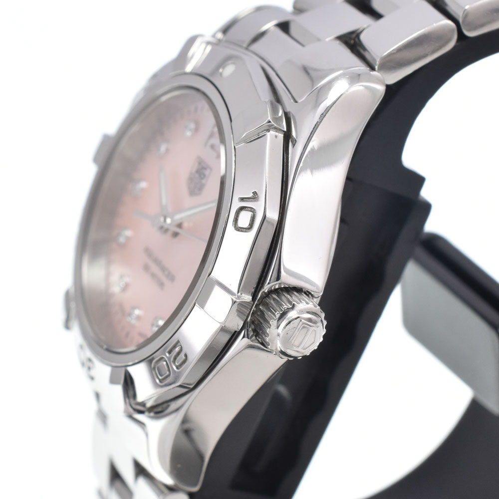 TAG HEUER Aqua racer WAF141A 10P diamond Pink shell Dial Quartz Ladies
 Watch I#147425