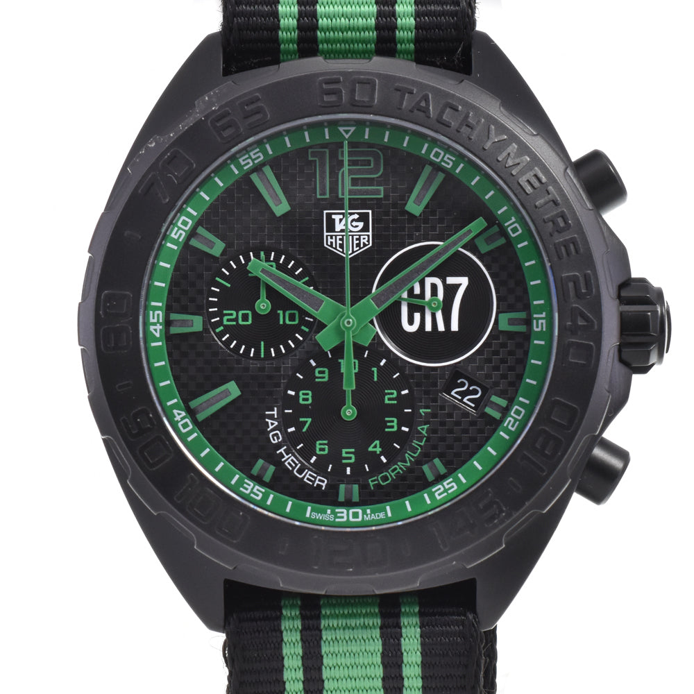 with paper TAG HEUER Formula 1 CAZ1113.FC8189 Cristiano Ronaldo (CR7) Black / green Dial Quartz Men's
 Watch D#147436