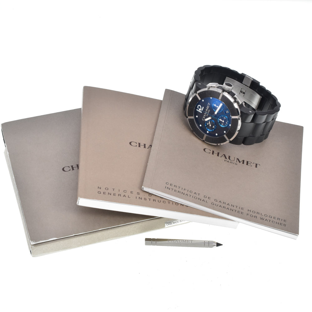 with paper Chaumet Class One Chronograph Date XXL W17291-45B Black / blue Dial Automatic Men's
 Watch E#147444