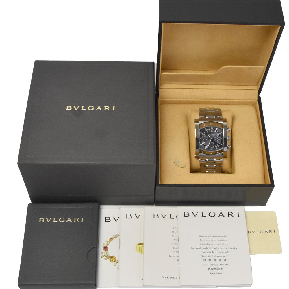 with paper BVLGARI Assioma AA48SCH Chronograph Date Navy Dial Automatic Men's
 Watch H#147487
