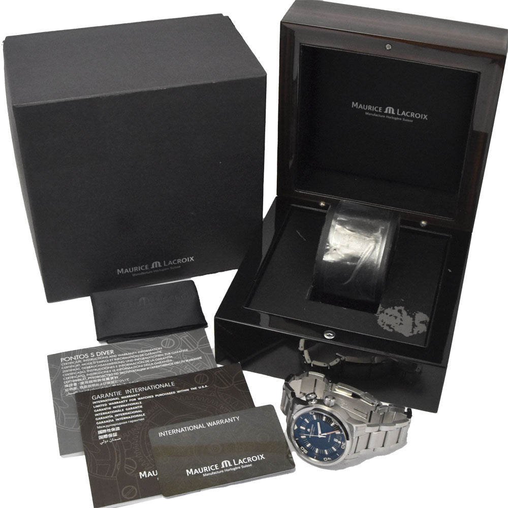 with paper MAURICE LACROIX Pontos S Diver PT6248-SS002-330-1 black Dial Automatic Men's
 Watch G#147507