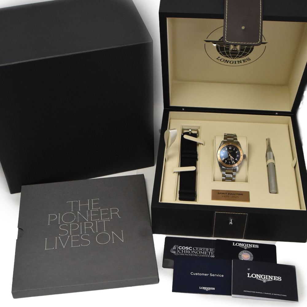 with paper LONGINES spirit zulu time L3.803.5.53.6 Date black Dial Automatic Men's
 Watch H#147524