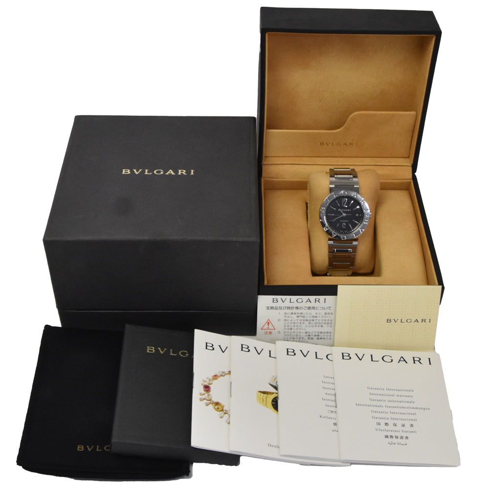 with paper BVLGARI Bvlgari Bvlgari BB38SS AUTO Date black Dial Automatic Men's
 Watch I#147535