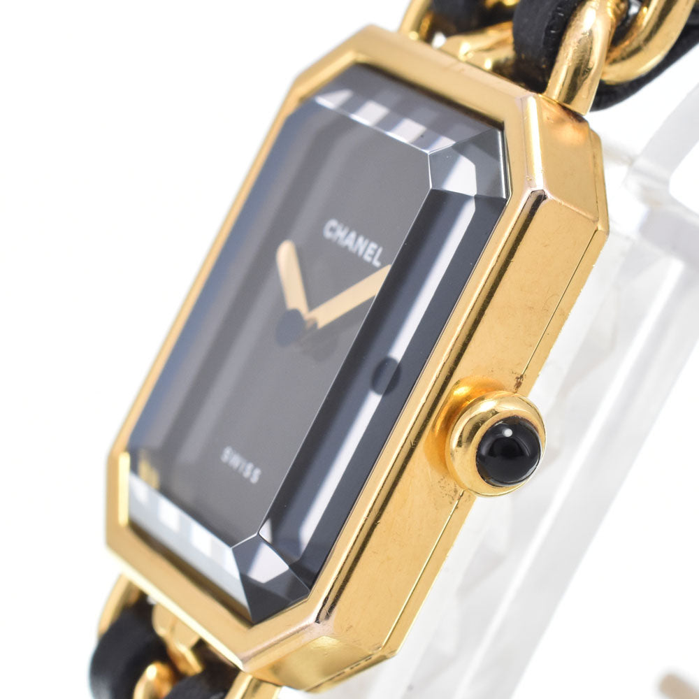 CHANEL Premiere L H0001 Gold Plated / Leather black Dial Quartz Ladies
 Watch L#147539