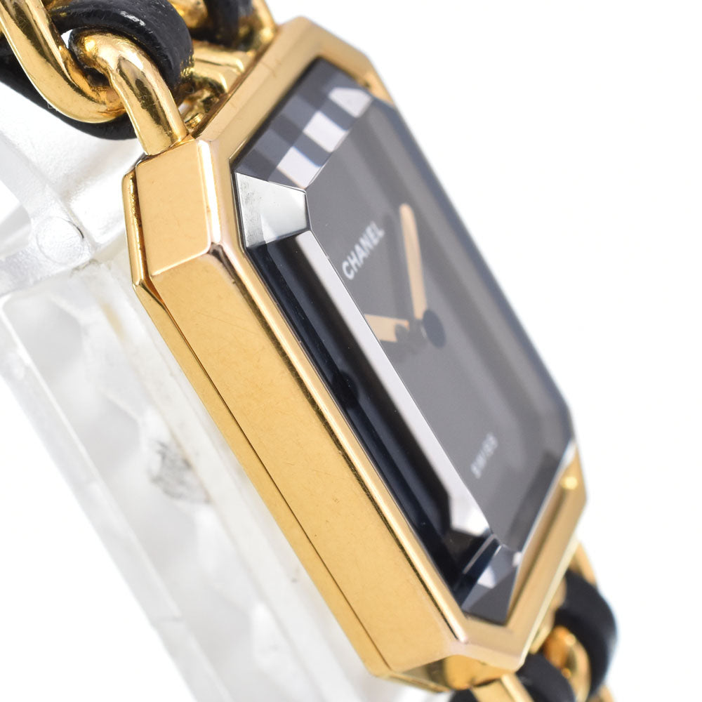 CHANEL Premiere L H0001 Gold Plated / Leather black Dial Quartz Ladies
 Watch L#147539