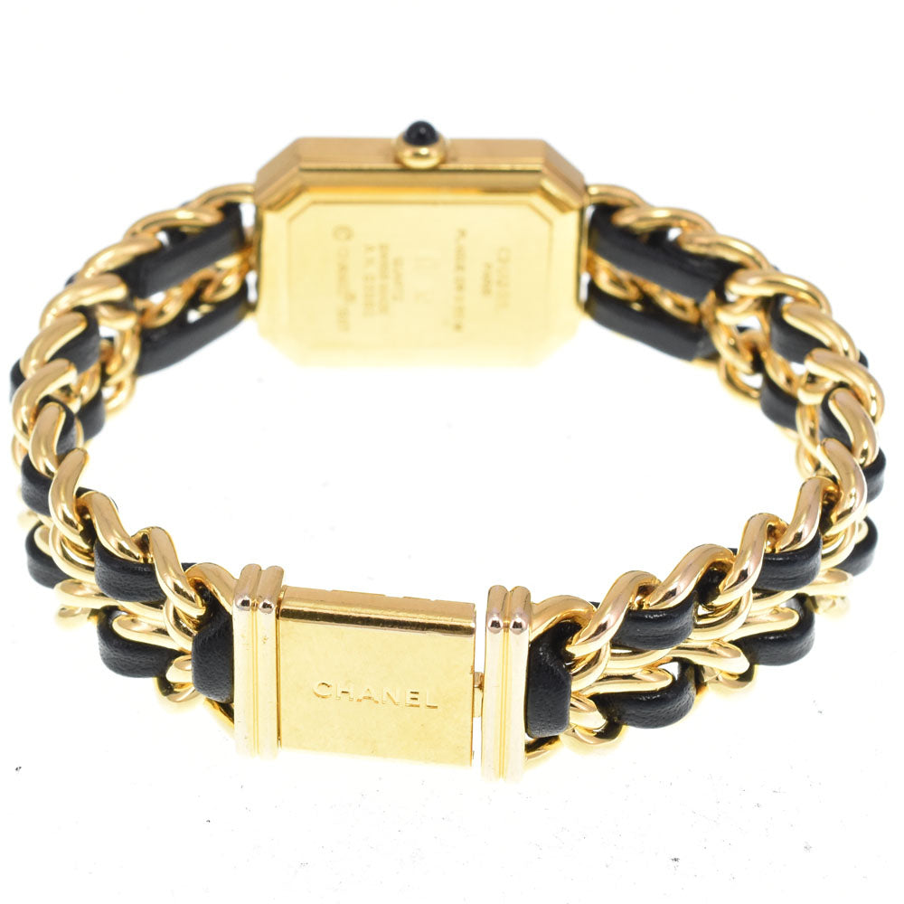 CHANEL Premiere L H0001 Gold Plated / Leather black Dial Quartz Ladies
 Watch L#147539