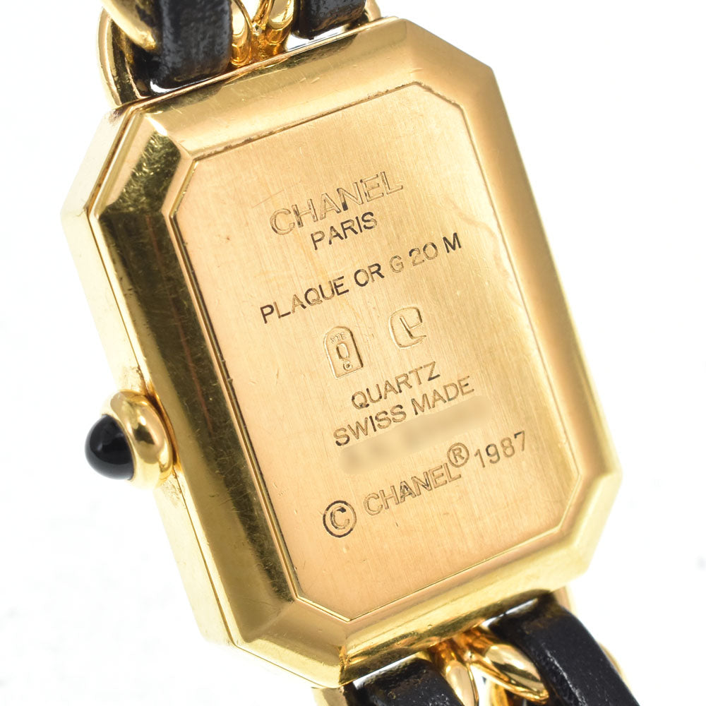 CHANEL Premiere L H0001 Gold Plated / Leather black Dial Quartz Ladies
 Watch L#147539