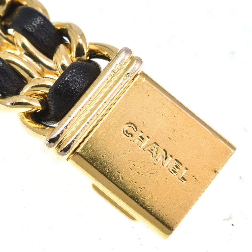 CHANEL Premiere L H0001 Gold Plated / Leather black Dial Quartz Ladies
 Watch L#147539