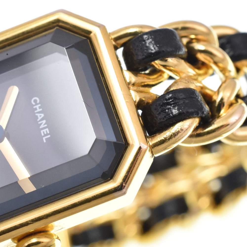 CHANEL Premiere L H0001 Gold Plated / Leather black Dial Quartz Ladies
 Watch L#147539