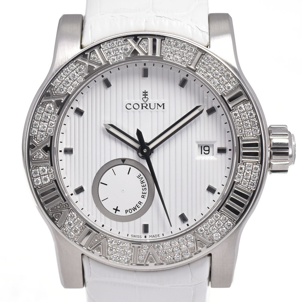 with paper CORUM Romulus 373.515.47/0F09 EB85 Diamond bezel, power reserve white Dial Automatic Men's
 Watch G#147556
