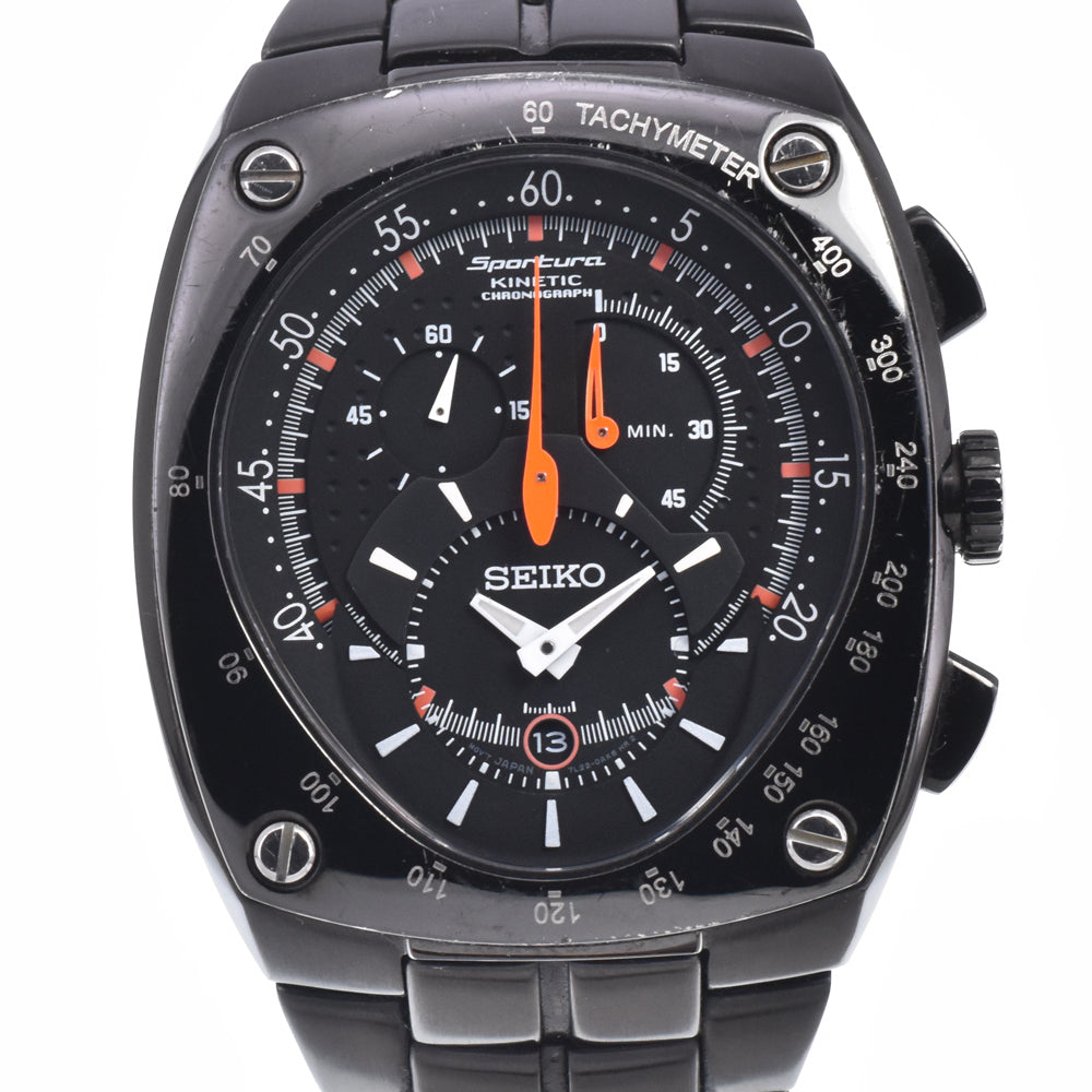 SEIKO Sportura 7L22-0AD0 Kinetic chronograph black Dial Auto quartz Men's
 Watch C#147579