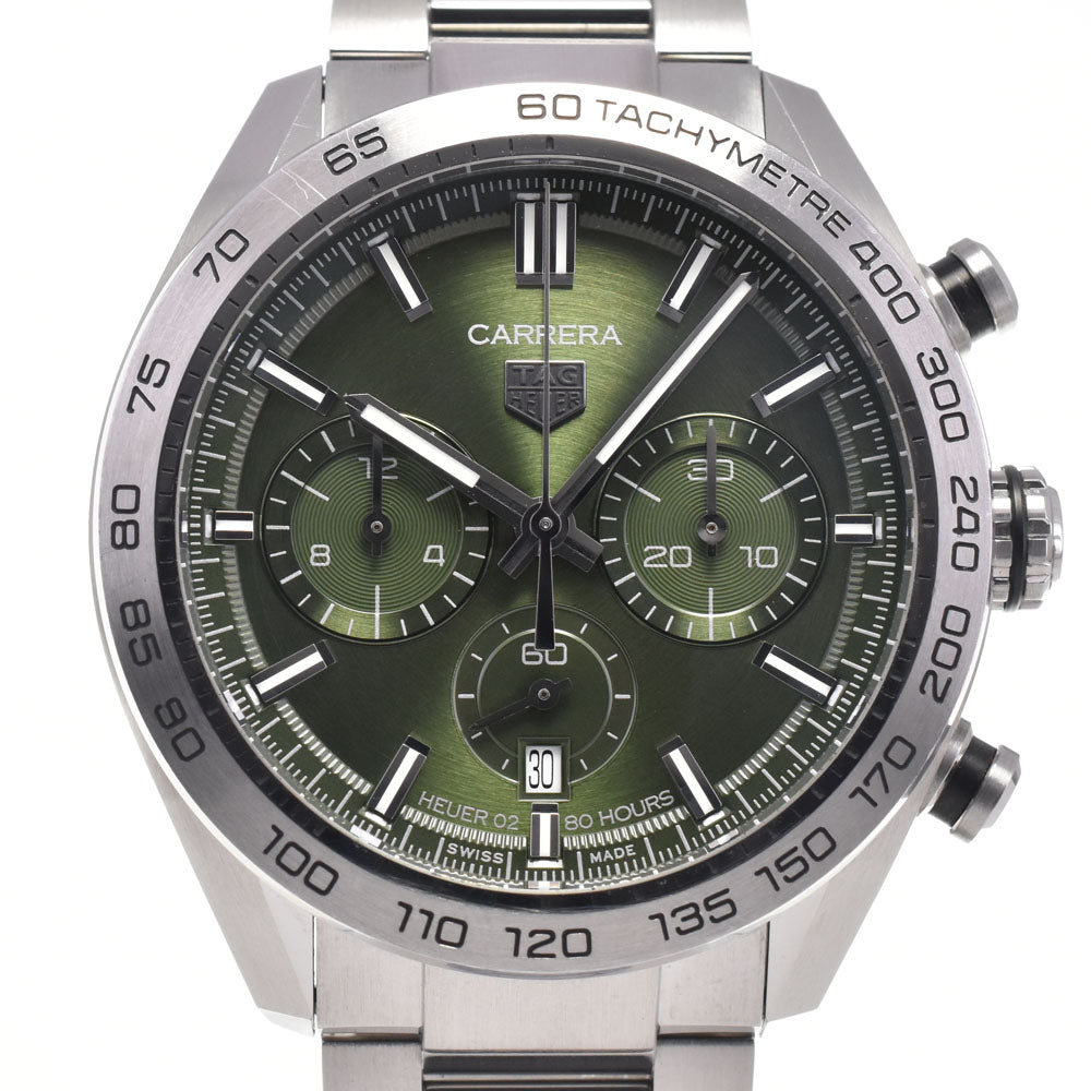 with paper TAG HEUER Carrera02 Sports Chronograph CBN2A10.BA0643 green Dial Automatic Men's
 Watch H#147582