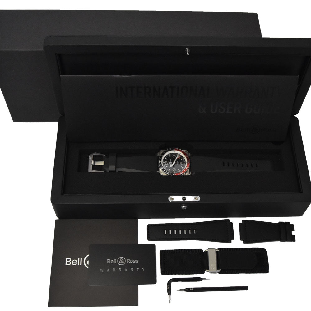 with paper Bell＆Ross Aviation BR03-93-S Stainless Steel / Rubber black Dial Automatic Men's
 Watch G#147591