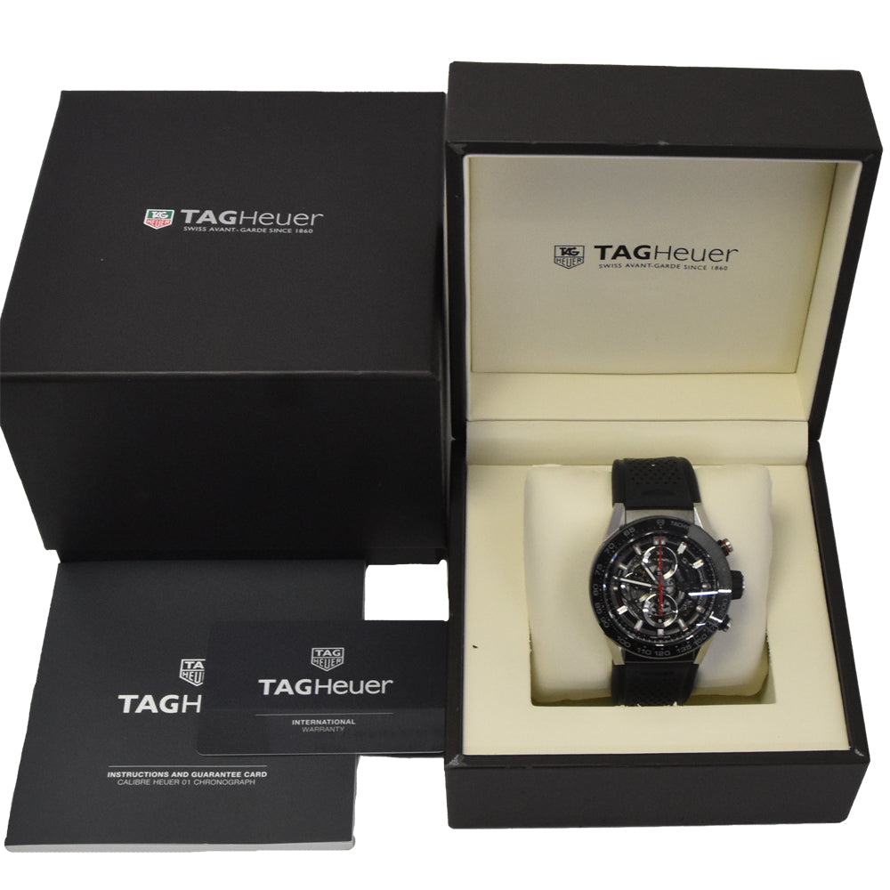 with paper TAG HEUER Carrera Caliber Heuer 01 CAR2A1Z.FT6044 Chronograph Date black Dial Automatic Men's
 Watch I#147604