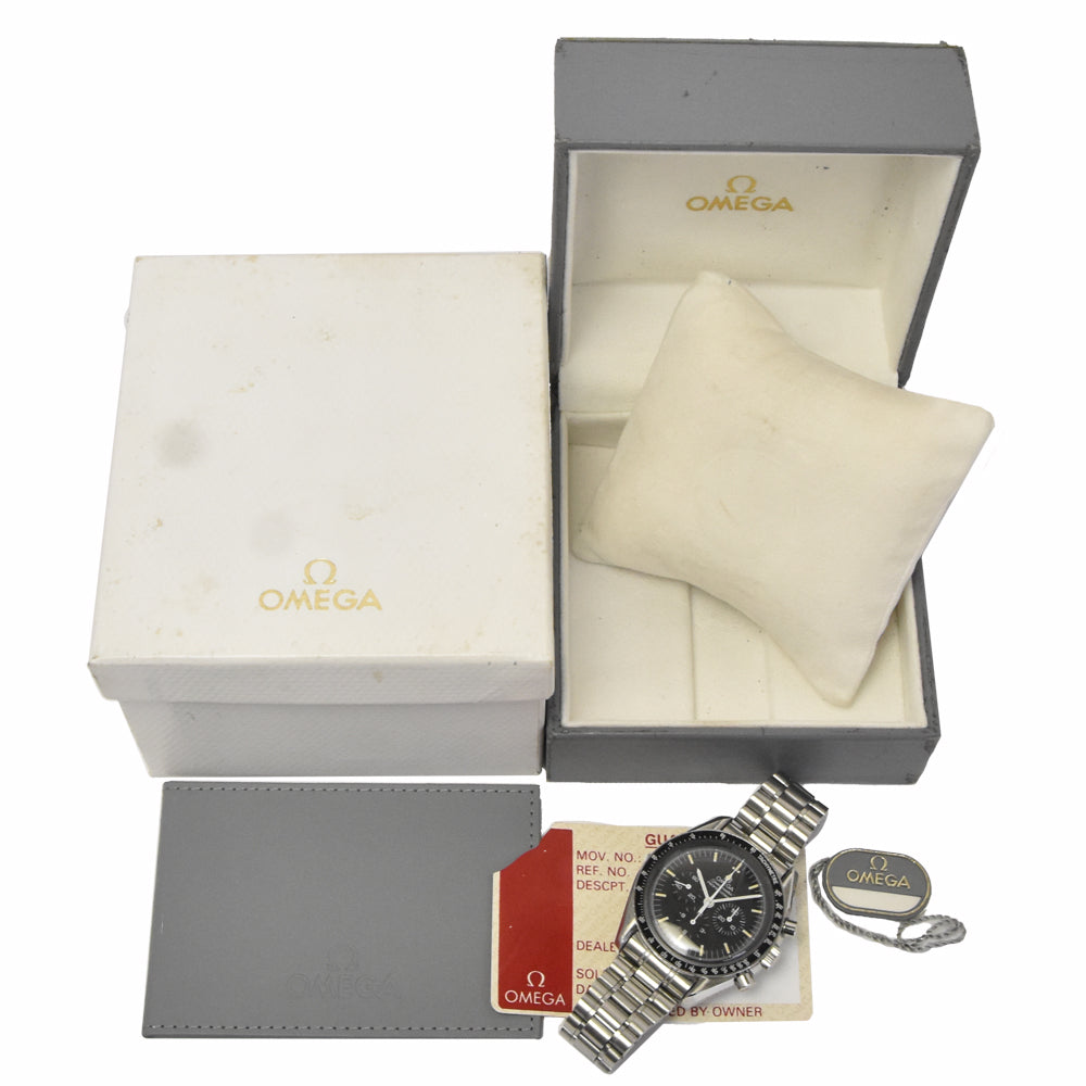 with paper OMEGA Speedmaster Professional 345.0808 Chronograph black Dial Hand Winding Men's
 Watch N#147611