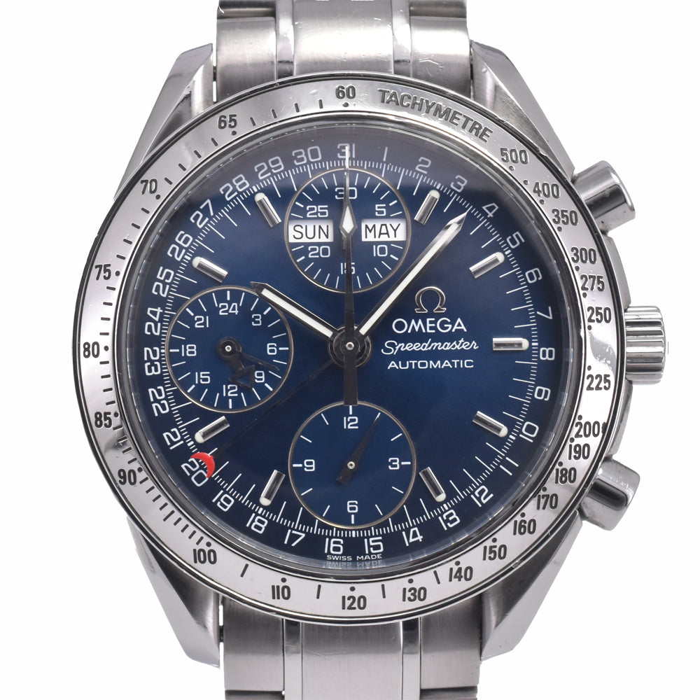 with paper OMEGA Speedmaster 3523.80 Triple calendar blue Dial Automatic Men's
 Watch J#147641