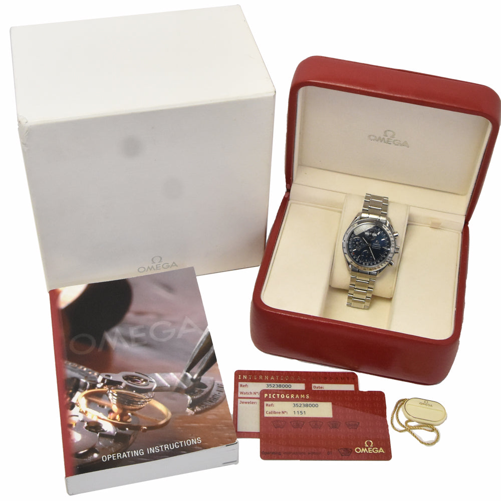 with paper OMEGA Speedmaster 3523.80 Triple calendar blue Dial Automatic Men's
 Watch J#147641