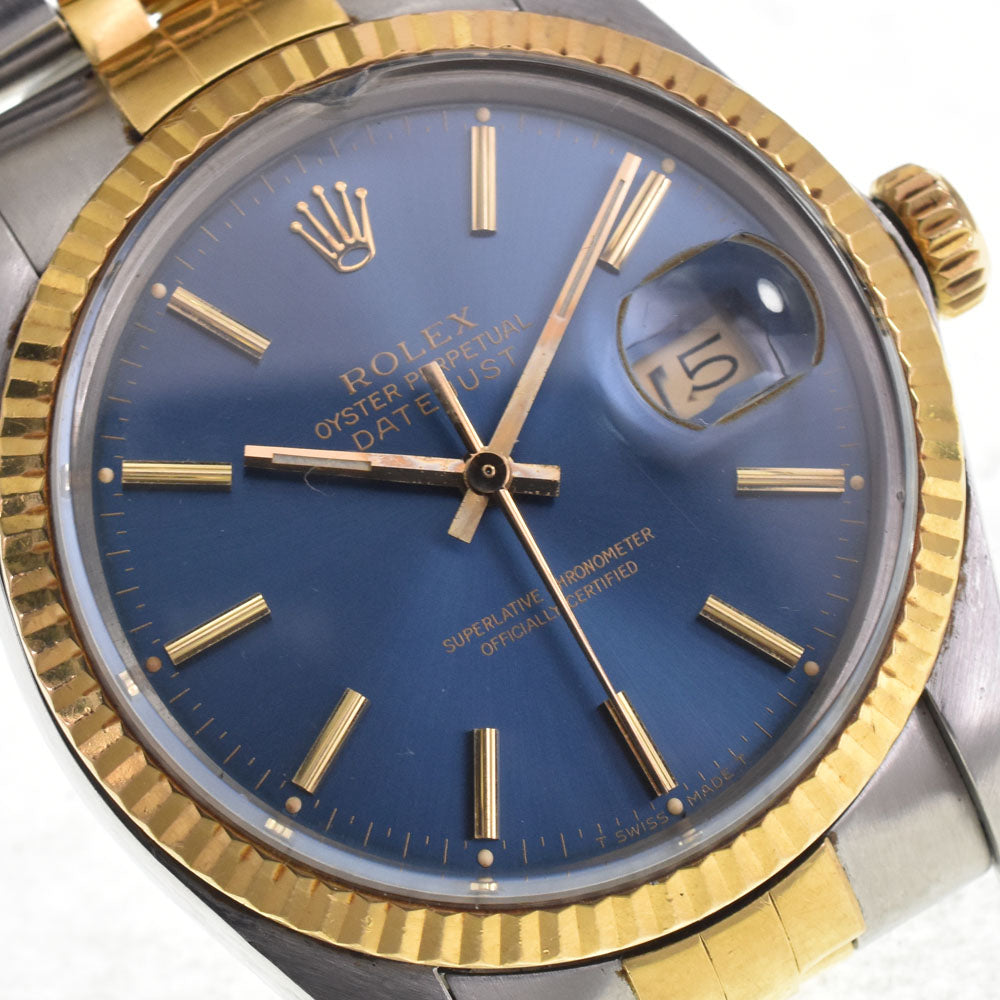 ROLEX Oyster Perpetual DATEJUST Ref.16013 vintage Stainless Steel/YG Cal.3035 blue Dial Automatic Men's
 Watch L#147666