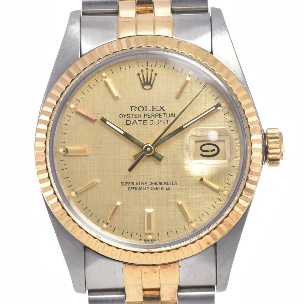 ROLEX Oyster Perpetual DATEJUST Ｒef.16013 vintage Stainless Steel/YG Cal.3035 gold Dial Automatic Men's
 Watch I#147678