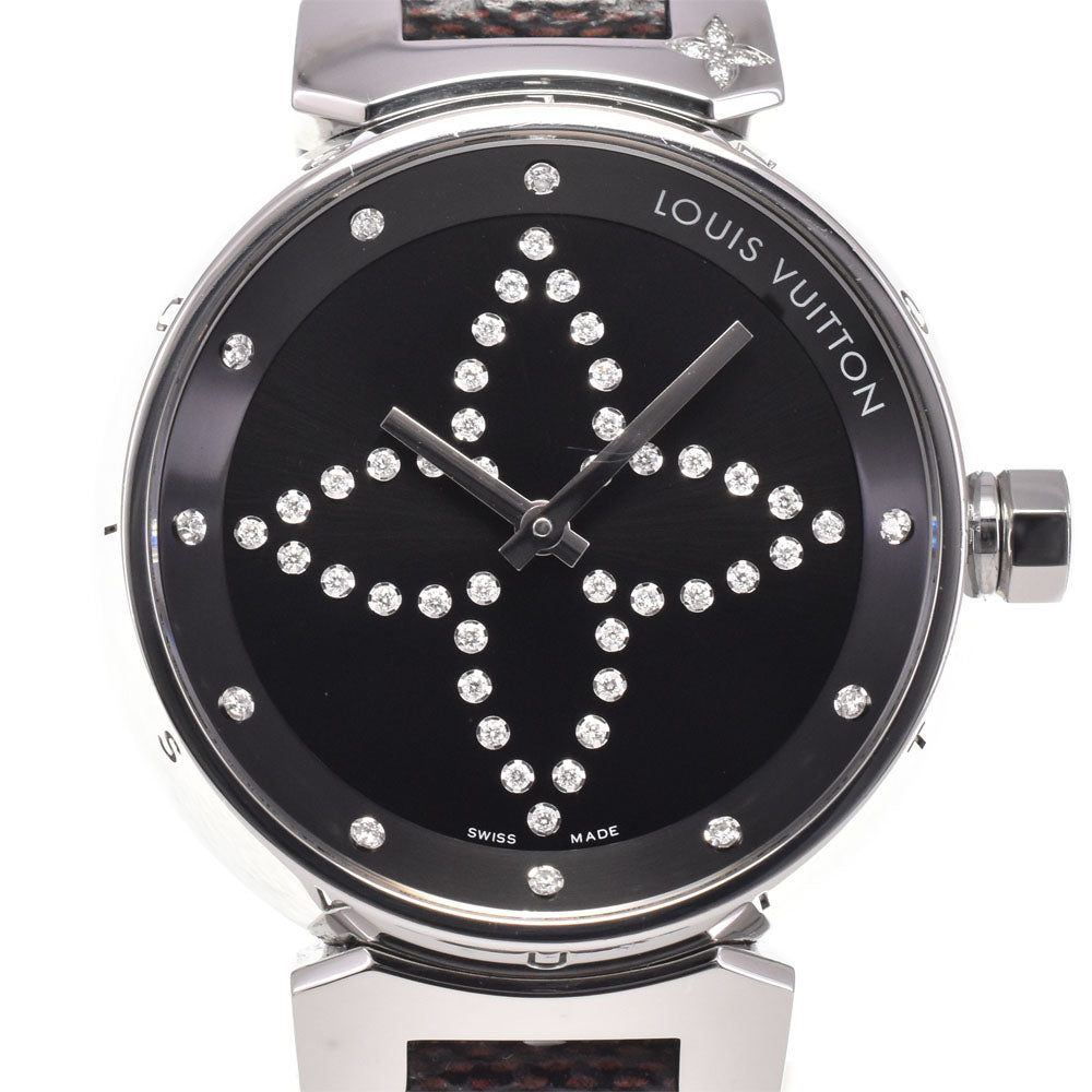LOUIS VUITTON Tambour Q13MJZ diamond black Dial Quartz Ladies
 Watch H#147687