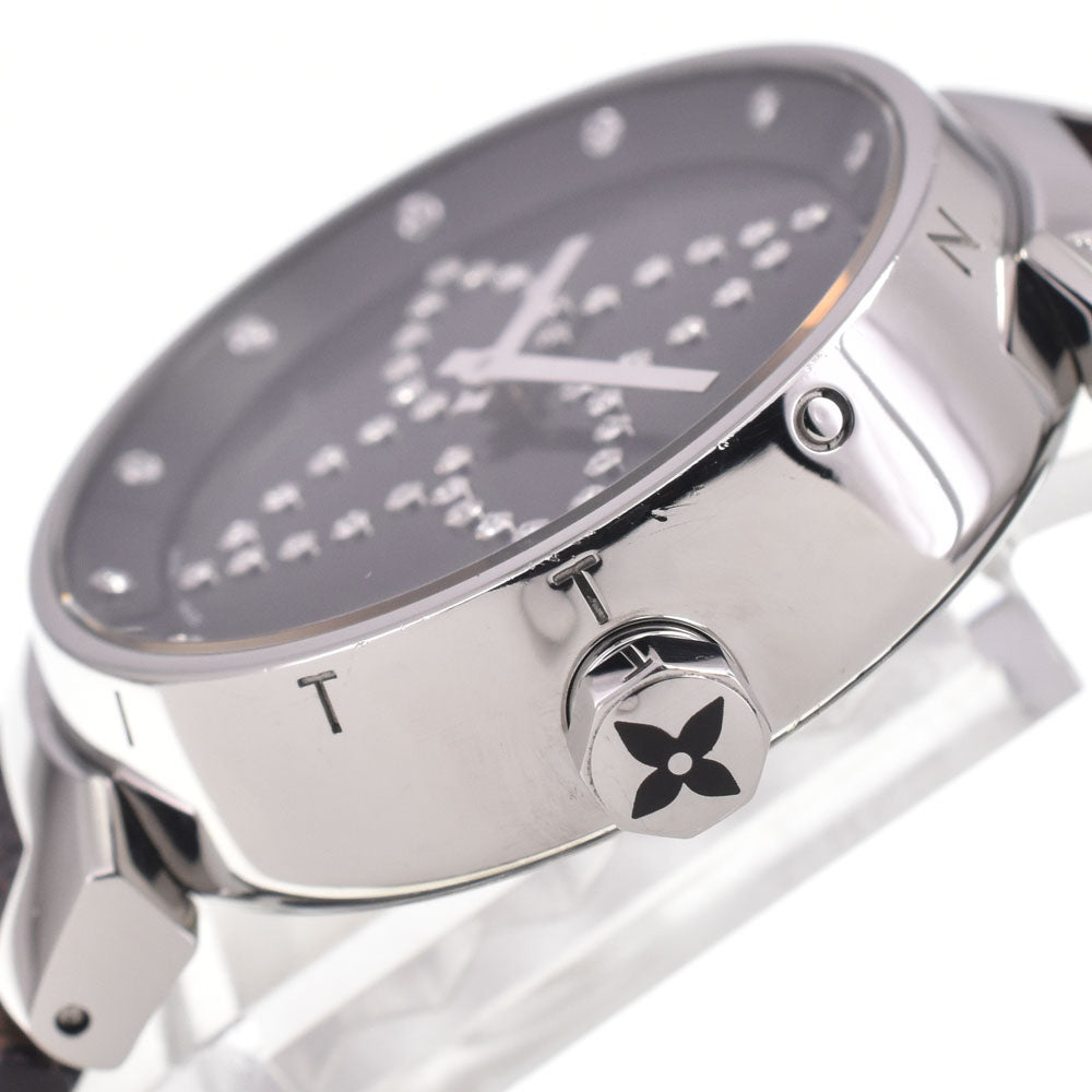 LOUIS VUITTON Tambour Q13MJZ diamond black Dial Quartz Ladies
 Watch H#147687