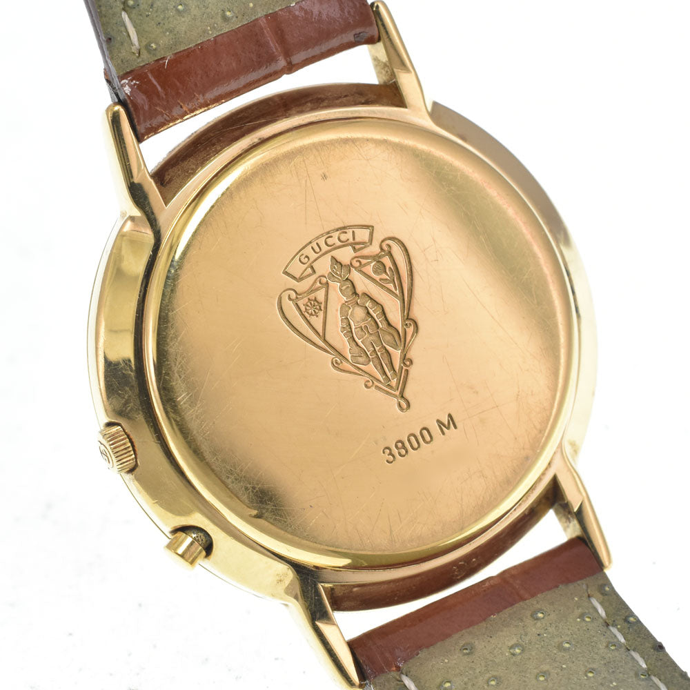 GUCCI 3800M Gold Plated / Leather Ivory Dial Quartz Ladies
 Watch I#147696