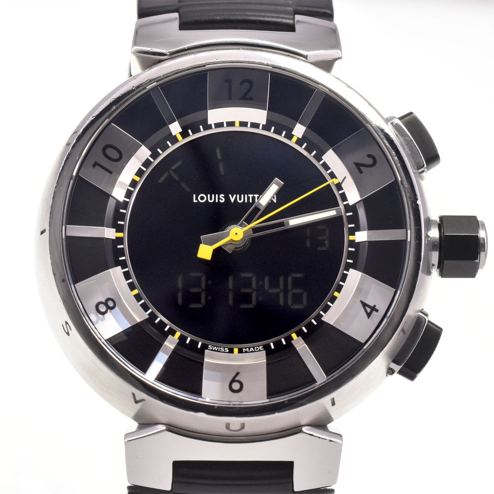 LOUIS VUITTON Tambour in black Q118F Analog&Digital black Dial Quartz Men's
 Watch H#147718