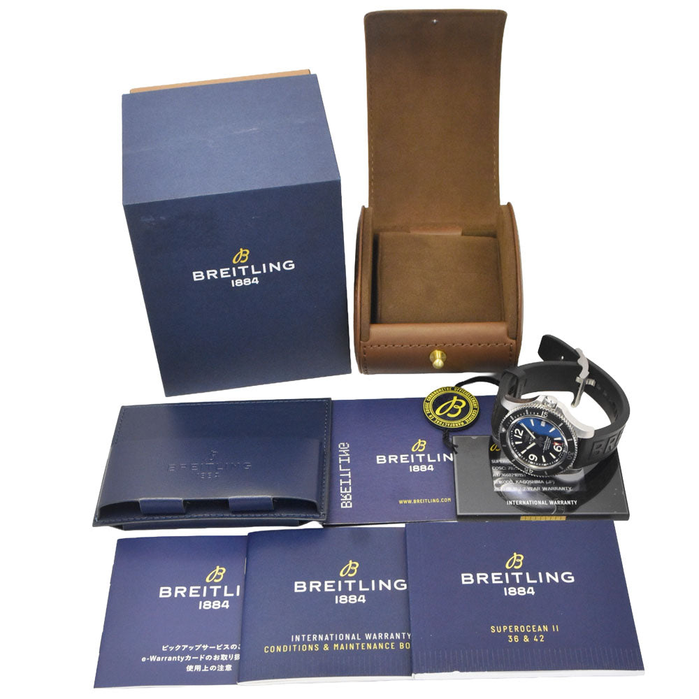 with paper BREITLING Super Ocean 42 A17366 black Dial Automatic Men's
 Watch J#147741